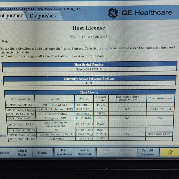 GE Healthcare Carescape B450 Critical Care Patient Monitor