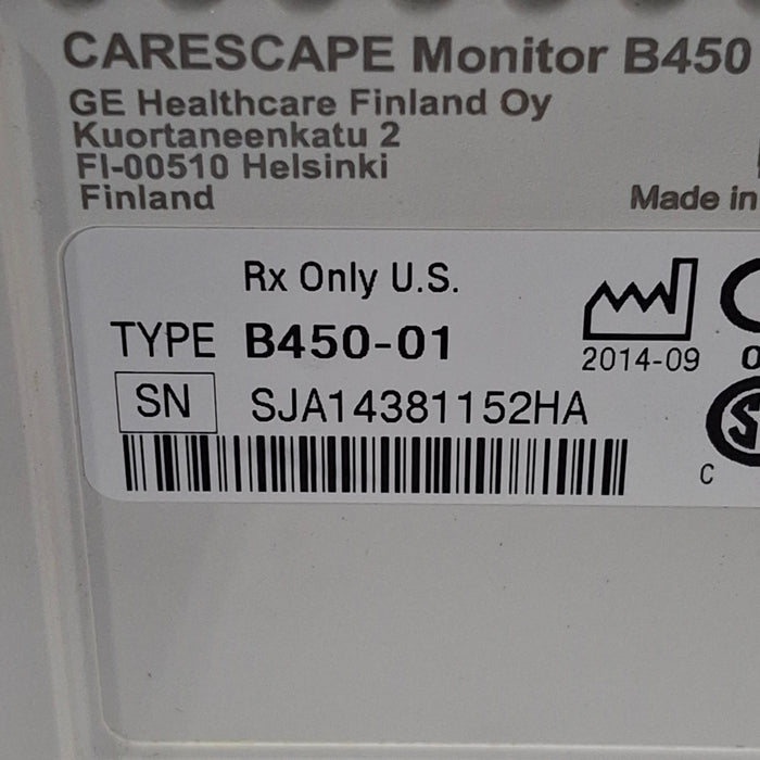 GE Healthcare Carescape B450 Critical Care Patient Monitor