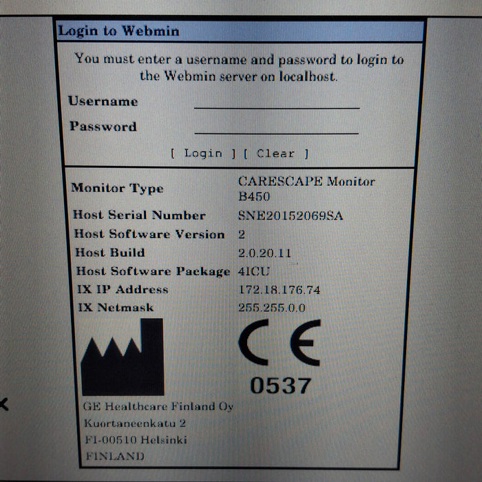 GE Healthcare Carescape B450 Critical Care Patient Monitor