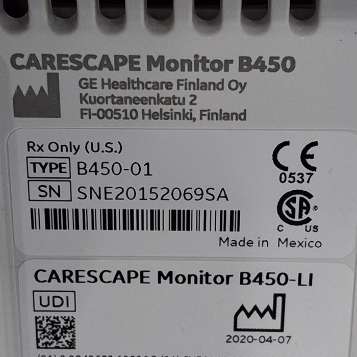 GE Healthcare Carescape B450 Critical Care Patient Monitor