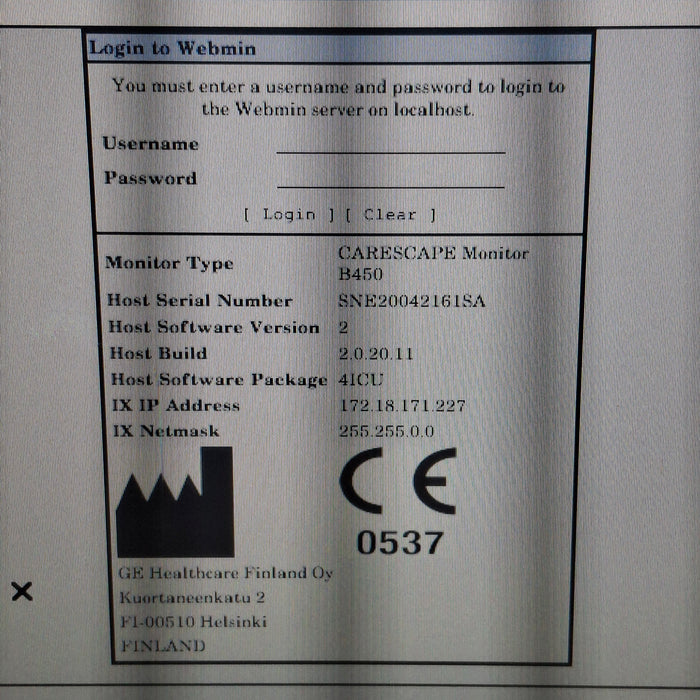 GE Healthcare Carescape B450 Critical Care Patient Monitor
