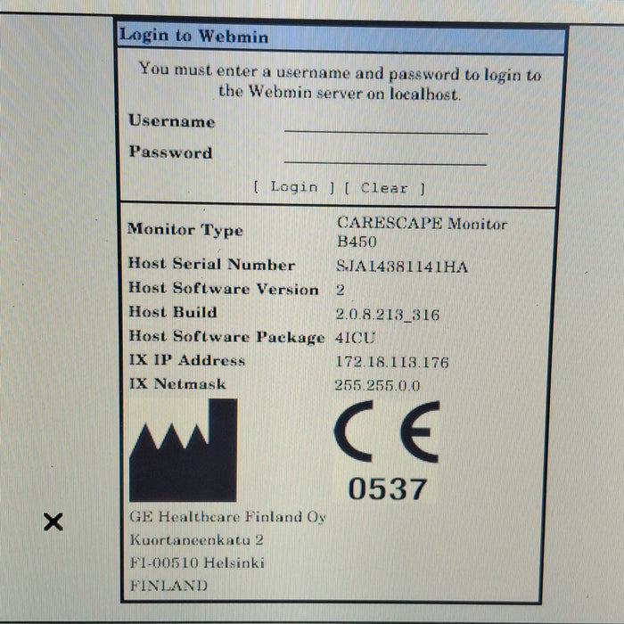 GE Healthcare Carescape B450 Critical Care Patient Monitor