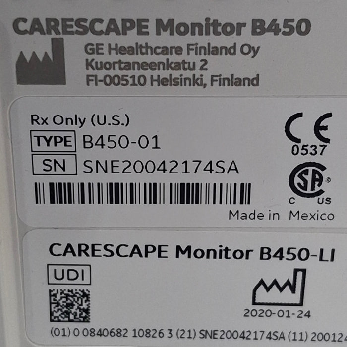 GE Healthcare Carescape B450 Critical Care Patient Monitor