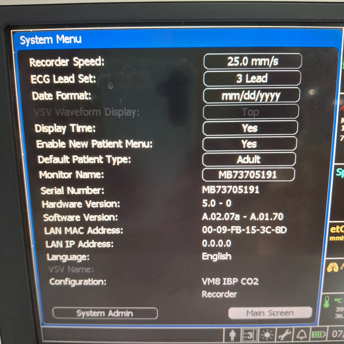Philips SureSigns VM8 Bedside Patient Monitor