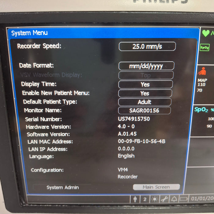 Philips SureSigns VM4 Vital Signs Monitor