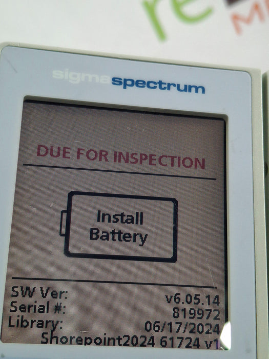 Baxter Sigma Spectrum 6.05.14 without Battery Infusion Pump