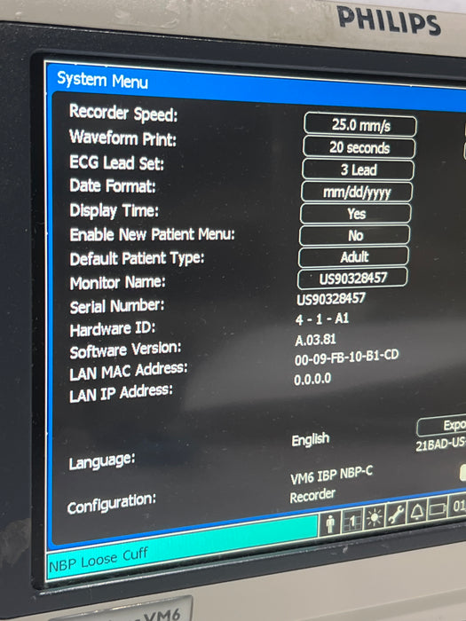 Philips SureSigns VM6 Vital Signs Monitor