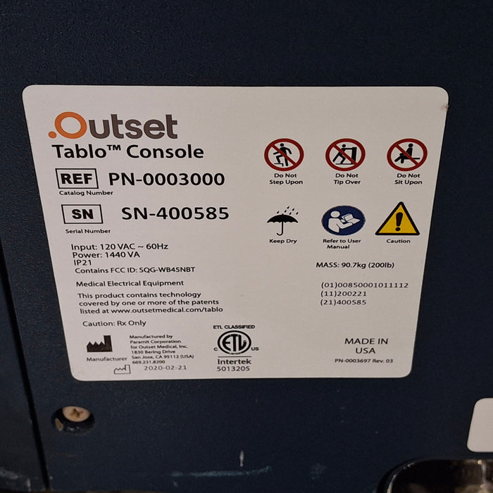 Outset Medical Tablo Console Hemodialysis System