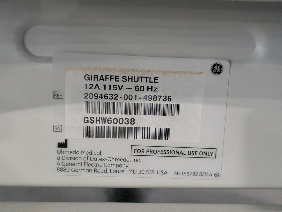 GE Healthcare M1143651 Giraffe Shuttle