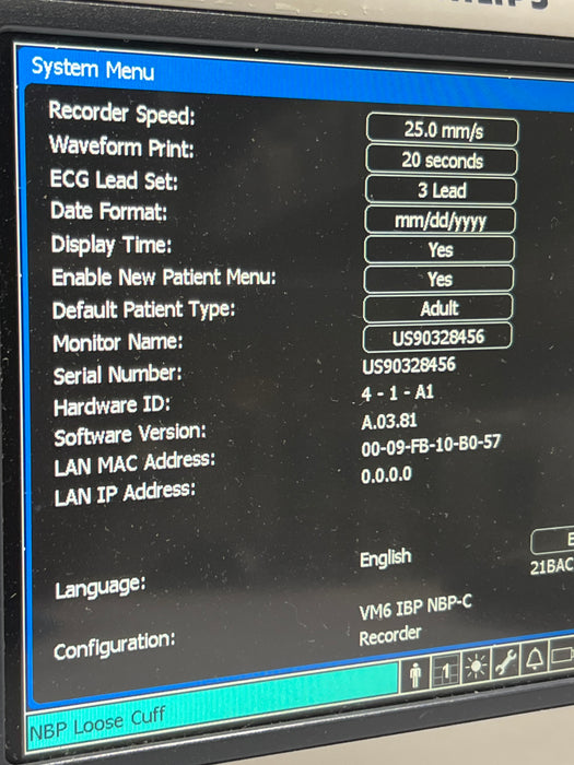 Philips SureSigns VM6 Vital Signs Monitor