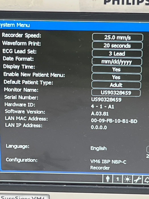 Philips SureSigns VM6 Vital Signs Monitor