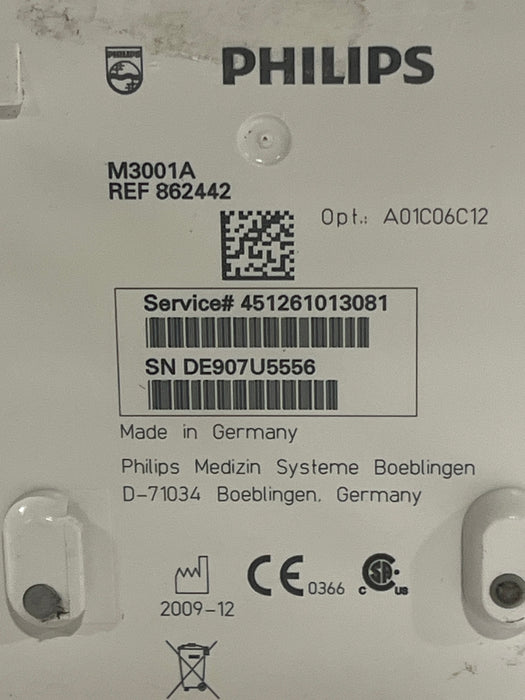 Philips M3001A-A01C06C12 Fast SpO2, NIBP, 12 lead ECG, Temp, IBP MMS Module