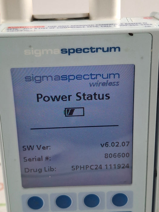 Baxter Sigma Spectrum 6.02.07 with A/B/G/N Battery Infusion Pump
