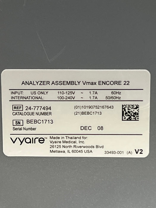 CareFusion 24-777494 Vmax Encore 22 Analyzer Assembly