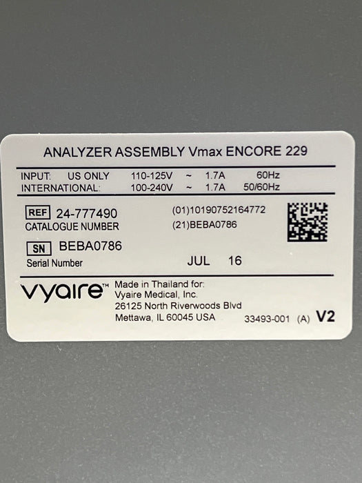 Viasys Healthcare Vmax Encore 229 Pumonary Analyzer