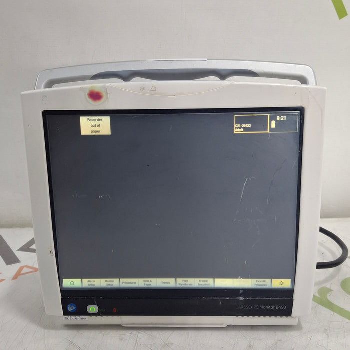 GE Healthcare Carescape B450 Critical Care Patient Monitor