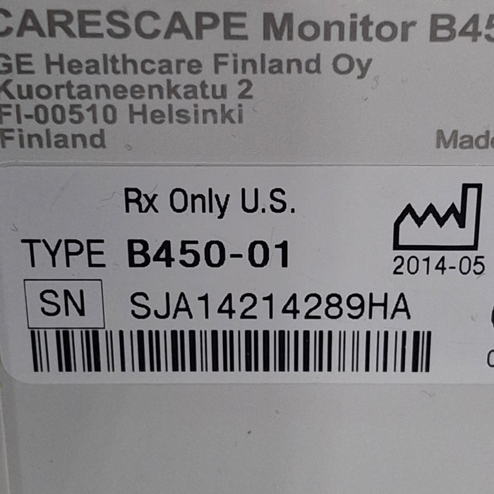 GE Healthcare Carescape B450 Critical Care Patient Monitor