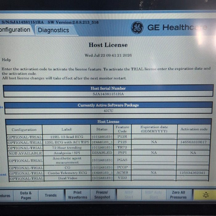 GE Healthcare Carescape B450 Critical Care Patient Monitor