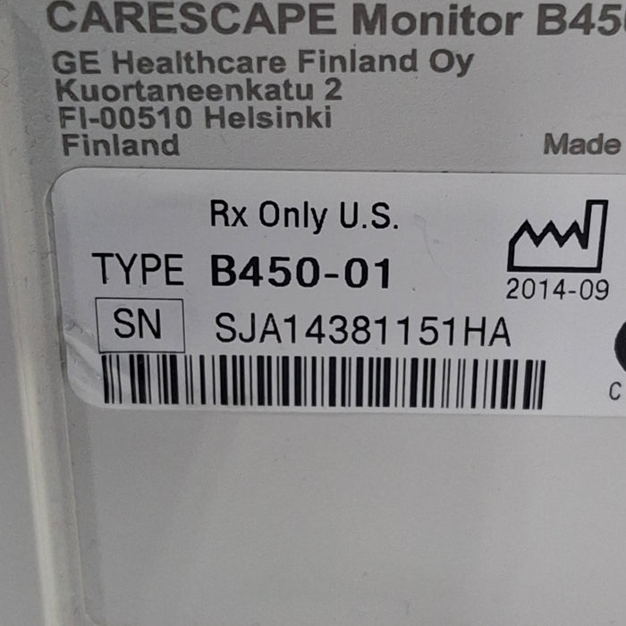 GE Healthcare Carescape B450 Critical Care Patient Monitor
