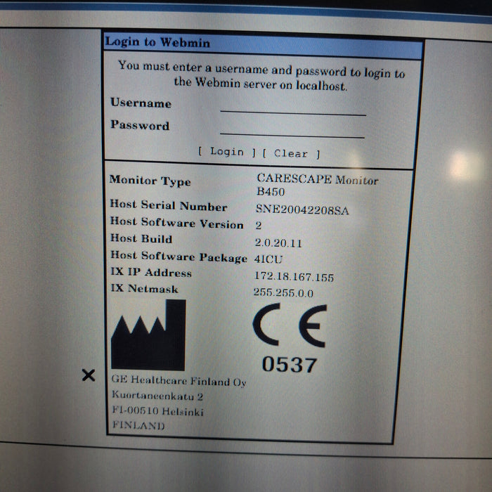 GE Healthcare Carescape B450 Critical Care Patient Monitor