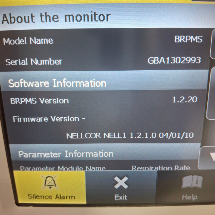Covidien GR101704 Bedside Respiratory Patient Monitoring System