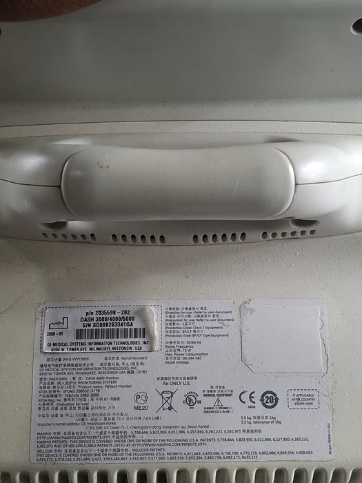 GE Healthcare Dash 4000 - Masimo SpO2 Patient Monitor