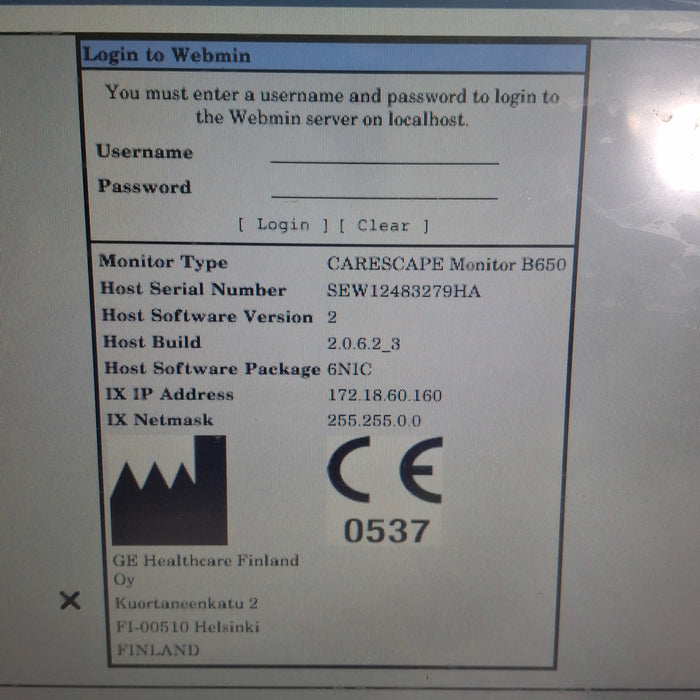 GE Healthcare Carescape B650 Neonatal Care Patient Monitor