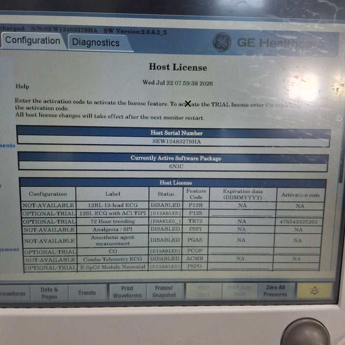GE Healthcare Carescape B650 Neonatal Care Patient Monitor