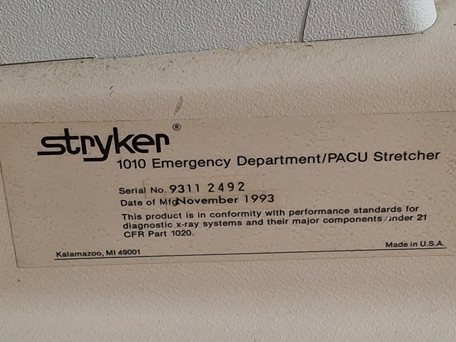 Stryker 1010 Emergency Department/PACU Stretcher