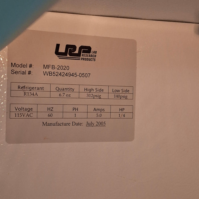 Lab Research Products MFB-2020 Laboratory Freezer