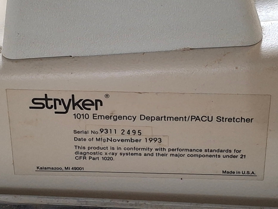 Stryker 1010 Emergency Department/PACU Stretcher