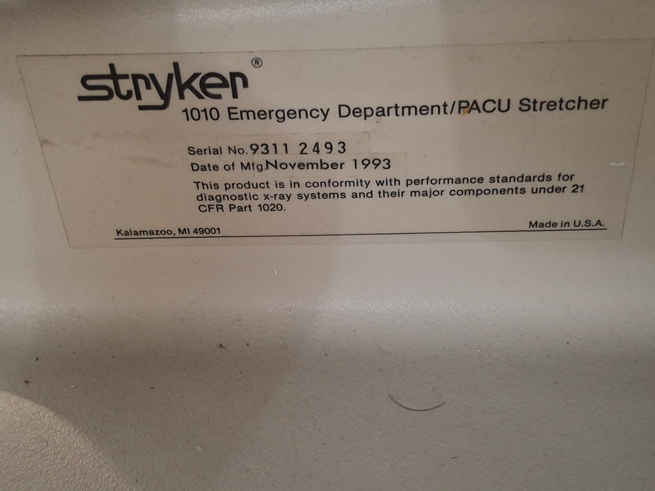 Stryker 1010 Emergency Department/PACU Stretcher