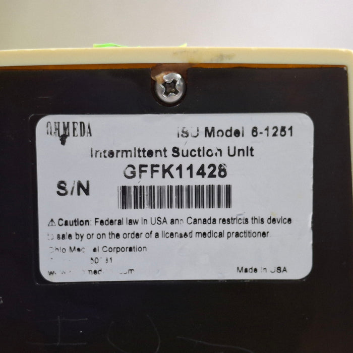 Ohmeda Medical ISU Model 6-1251 Intermittent Suction Unit