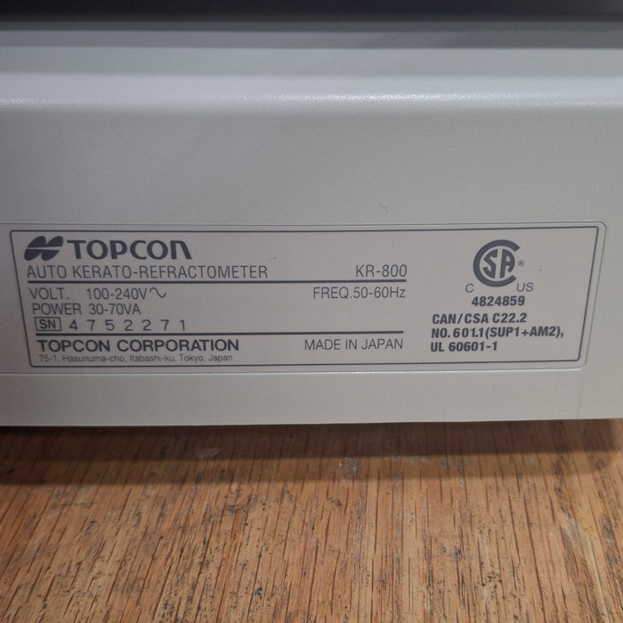 Topcon Medical KR-800 Auto Kerato-Refractometer