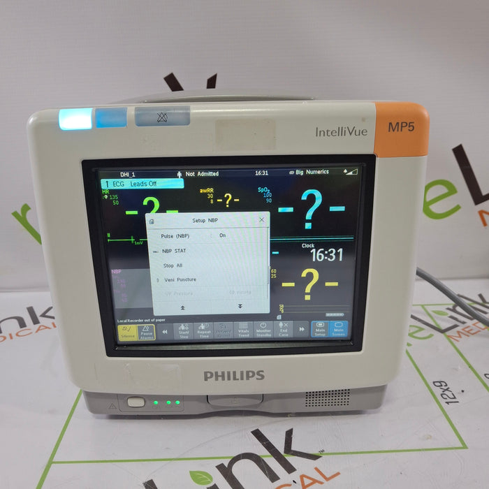 Philips Intellivue MP5 - ECG, OxiMax SpO2, NIBP Patient Monitor