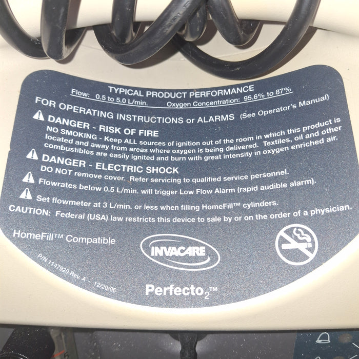 Invacare Corporation Perfecto 2 Oxygen Concentrator