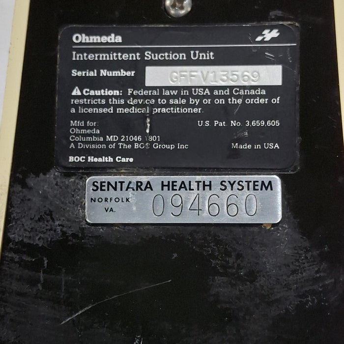 Ohmeda Medical 200 Intermittent Suction Unit