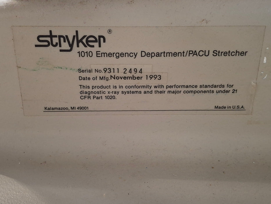 Stryker 1010 Emergency Department/PACU Stretcher