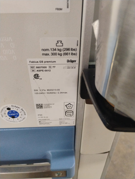 Draeger Medical Fabius GS Premium Anesthesia Machine