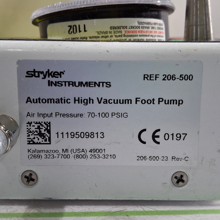 Stryker 206-500 Automatic High Vacuum Foot Pump