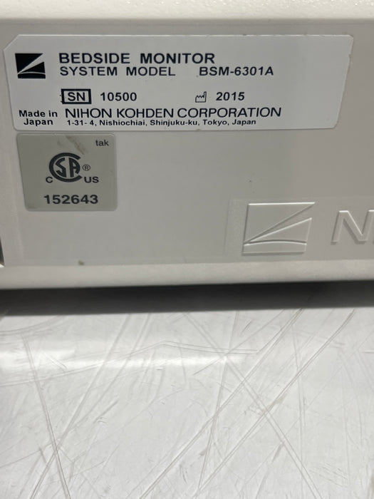 Nihon Kohden Life Scope BSM-6301A Patient Monitor