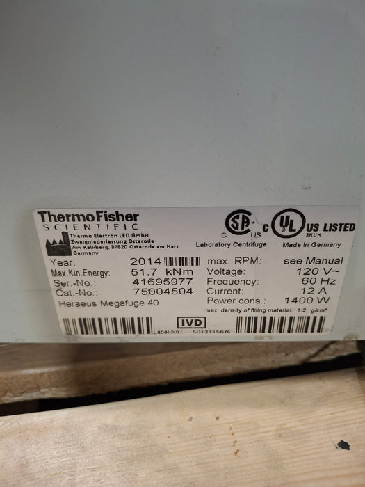 Thermo Scientific Megafuge 40 Laboratory Centrifuge