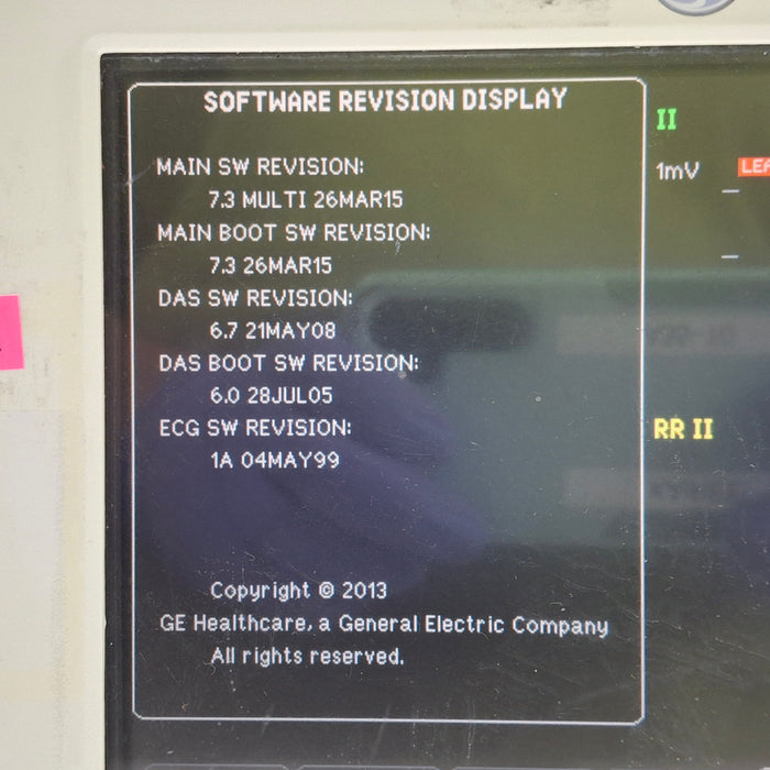 GE Healthcare Dash 3000 - GE/Nellcor SpO2 Patient Monitor