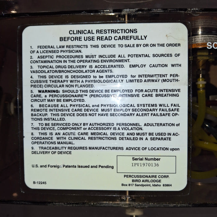Percussionaire IPV-1 Intrapulmonary Percussionator Ventilator
