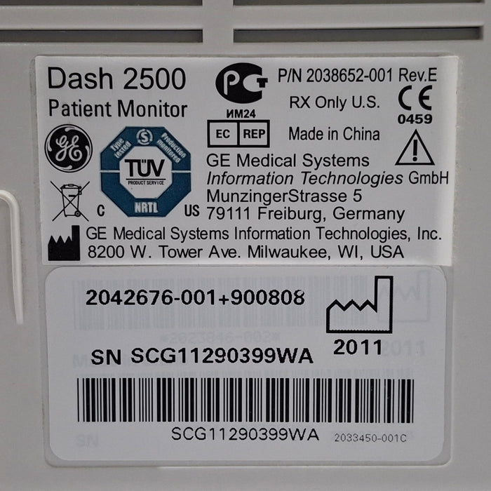 GE Healthcare Dash 2500 Patient Monitor