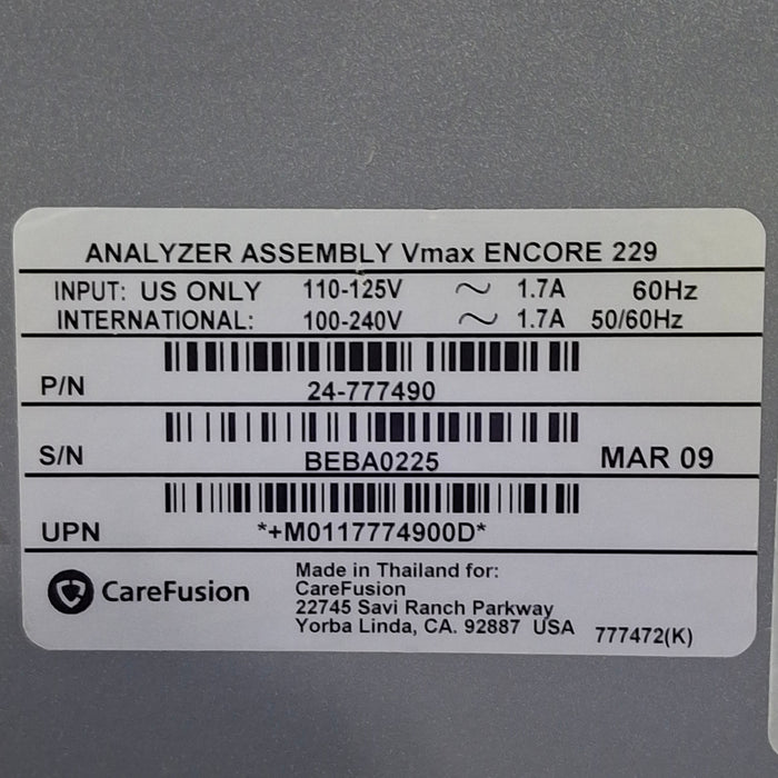 Viasys Healthcare Vmax Encore 229 Pumonary Analyzer