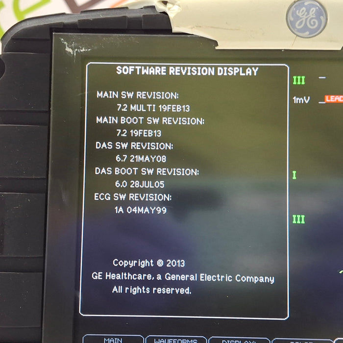 GE Healthcare Dash 3000 - Masimo SpO2 Patient Monitor