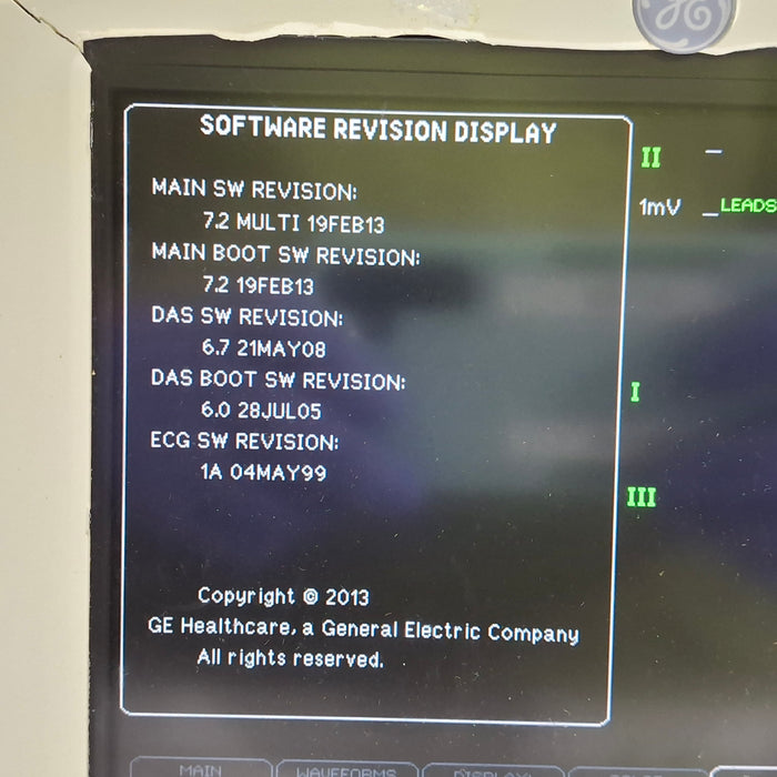 GE Healthcare Dash 3000 - Masimo SpO2 Patient Monitor
