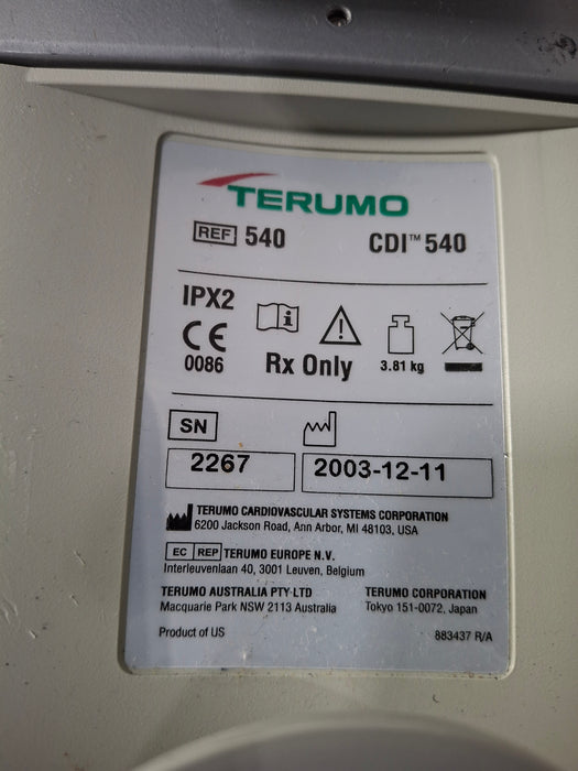 Terumo Cardiovascular Systems Corporation CDI 540 Calibration Gas Unit