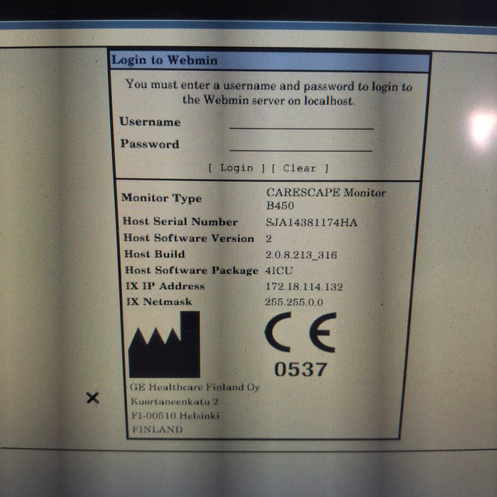GE Healthcare Carescape B450 Critical Care Patient Monitor